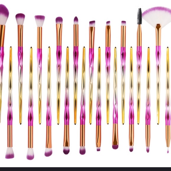 20-Pc Pink/Yellow Prof. Make-Up Brush Set - Picture 3 of 7